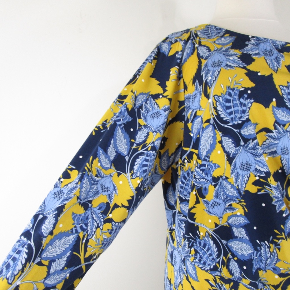 Eloquii Womens Plus Size Navy Blue Yellow Floral Shift Midi Dress Size 26 - Picture 3 of 11